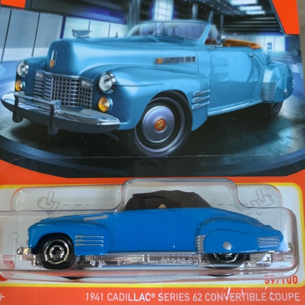 1941 Cadillac Series 62 Convertible Coupe Blue Caddy Car Matchbox Automobile New